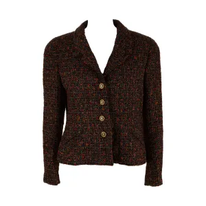 Chanel Multicolor Tweed Logo Button Blazer