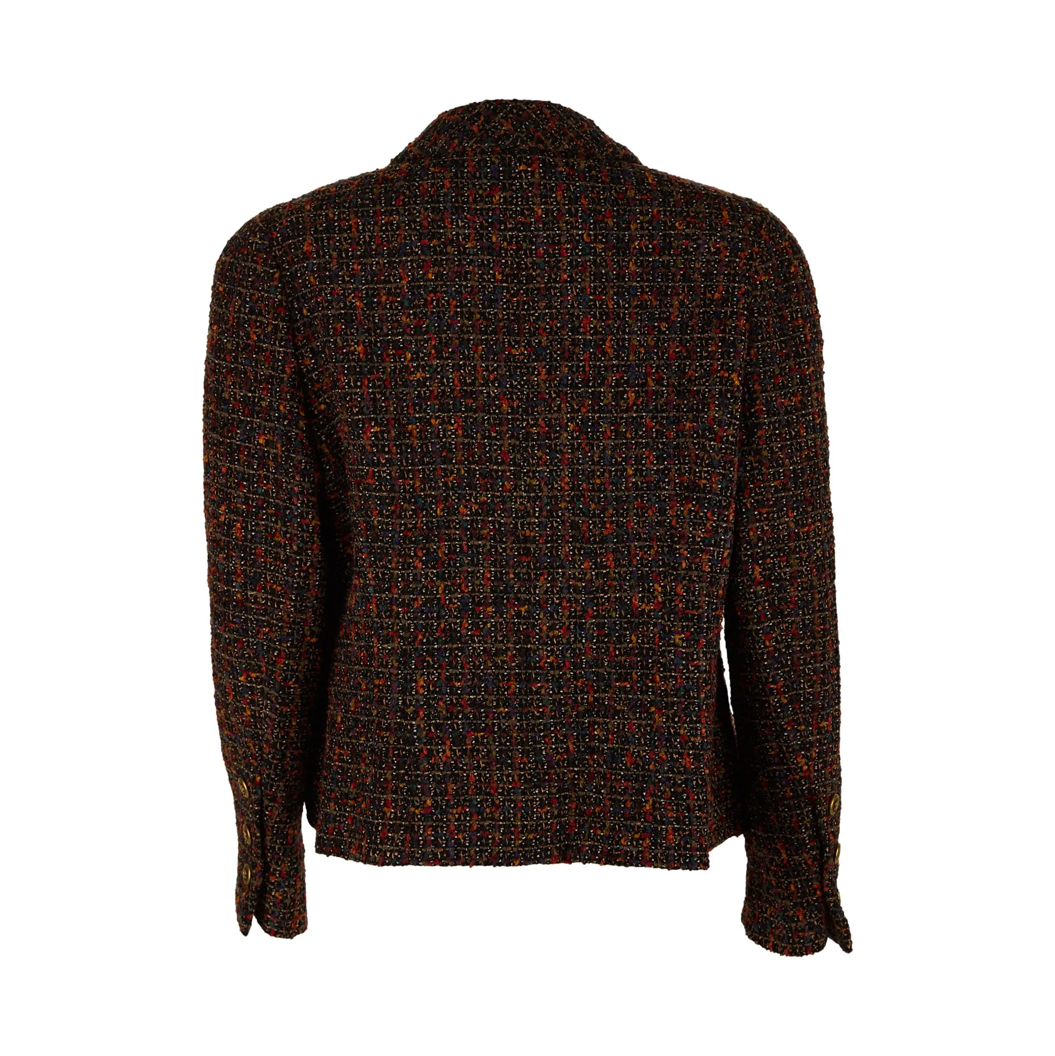 Chanel Multicolor Tweed Logo Button Blazer