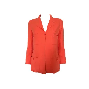 Chanel Orange Logo Button Blazer