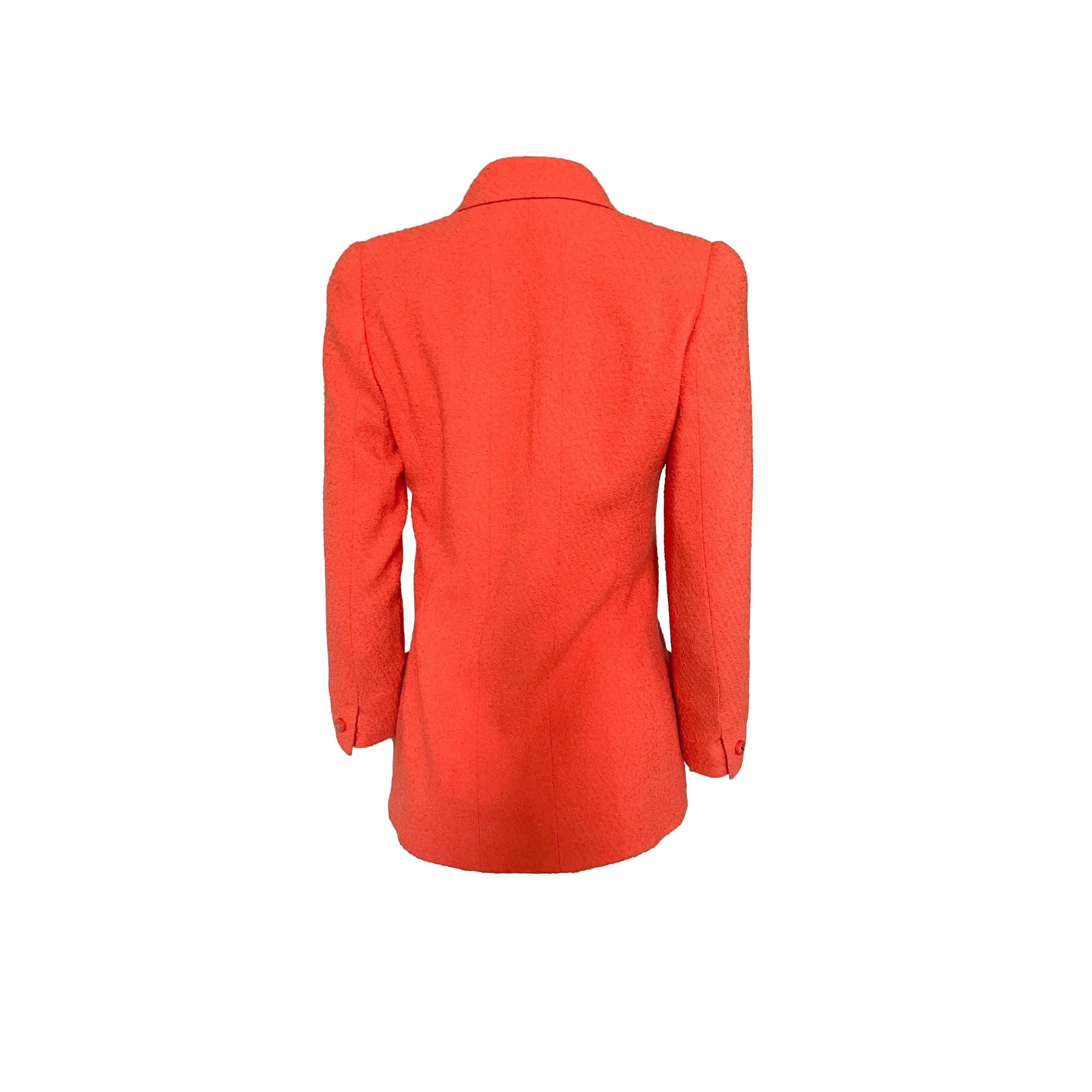 Chanel Orange Logo Button Blazer