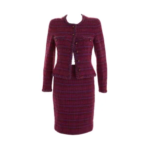 Chanel Pink   Purple Tweed Skirt Set