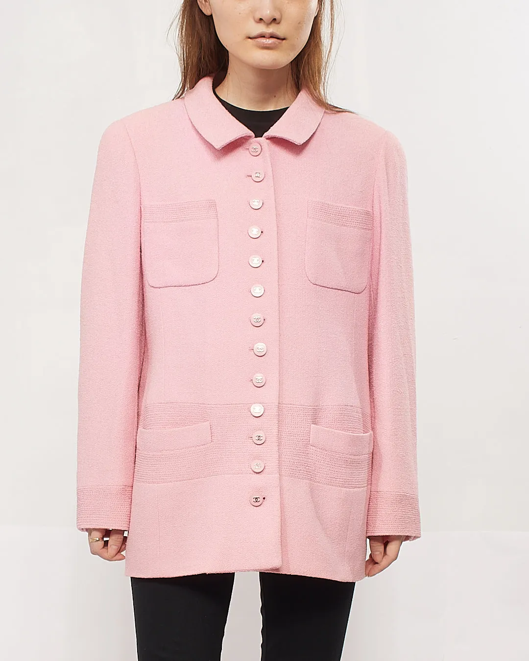 Chanel Pink Tweed Blazer - 42