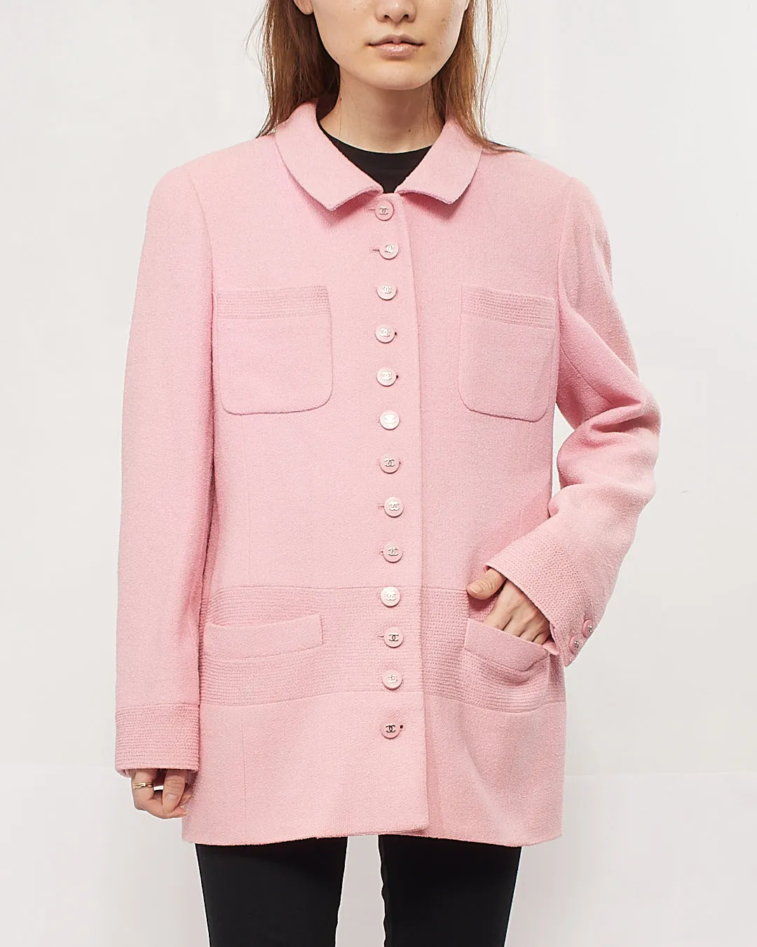 Chanel Pink Tweed Blazer - 42