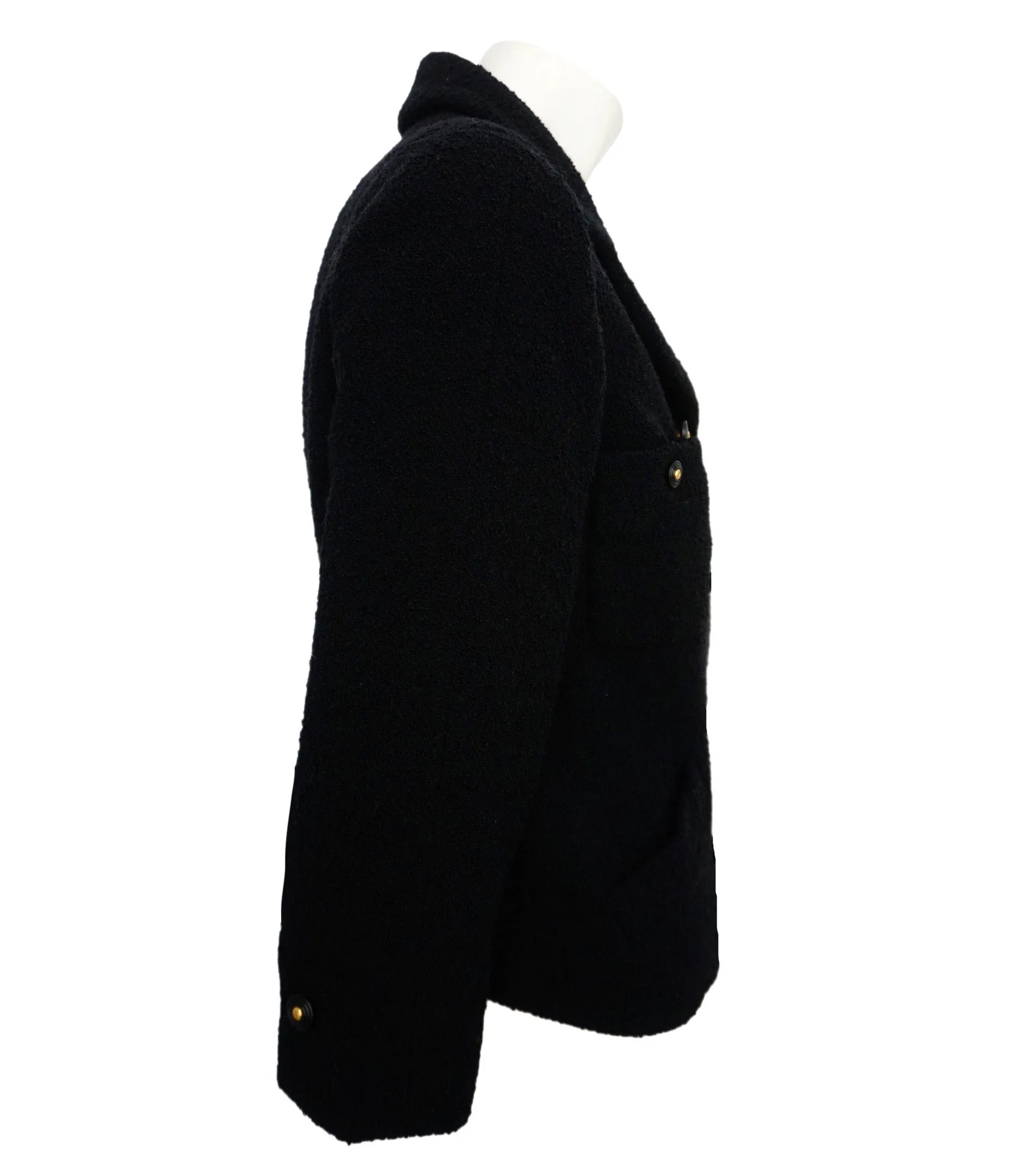Chanel Vintage Classic Black Boclue Tweed Jacket