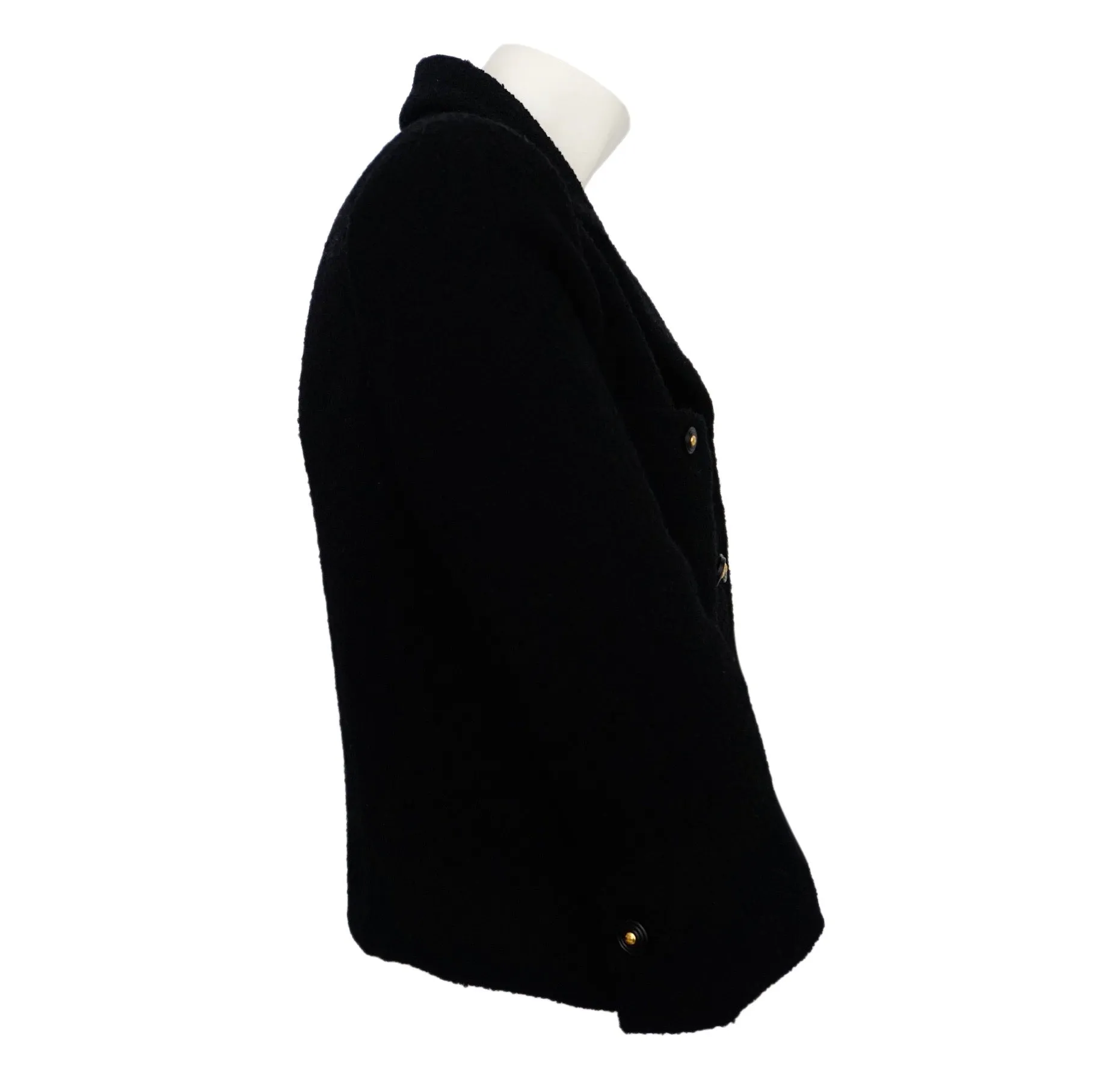 Chanel Vintage Classic Black Boclue Tweed Jacket