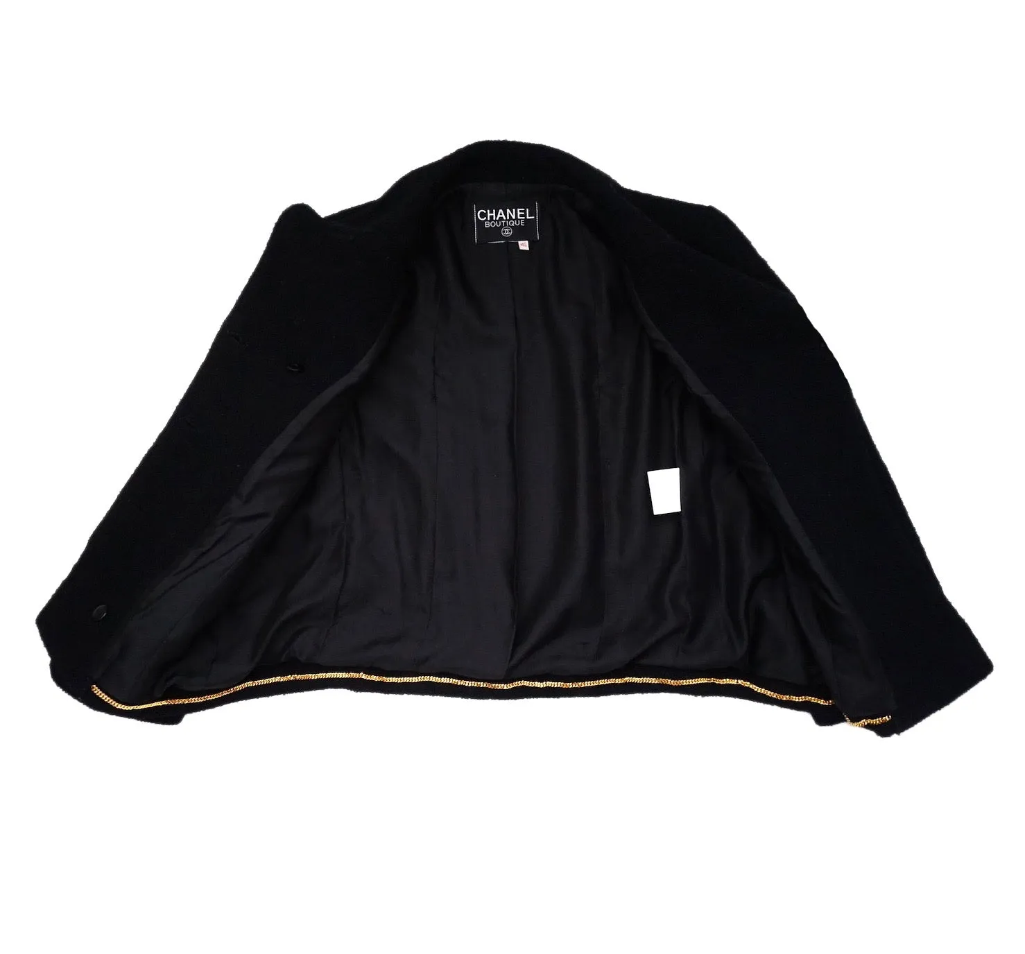Chanel Vintage Classic Black Boclue Tweed Jacket