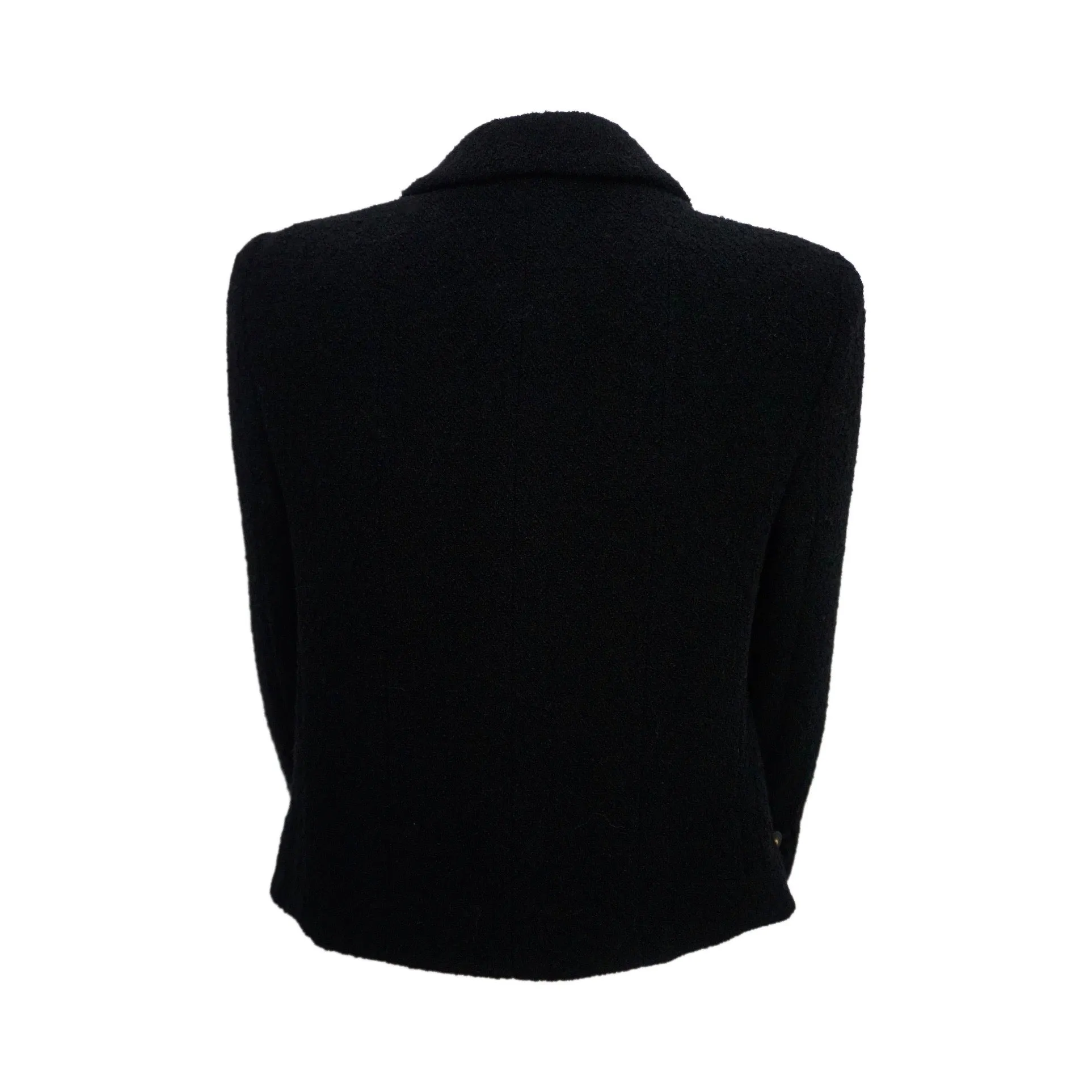 Chanel Vintage Classic Black Boclue Tweed Jacket