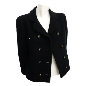 Chanel Vintage Classic Black Boclue Tweed Jacket