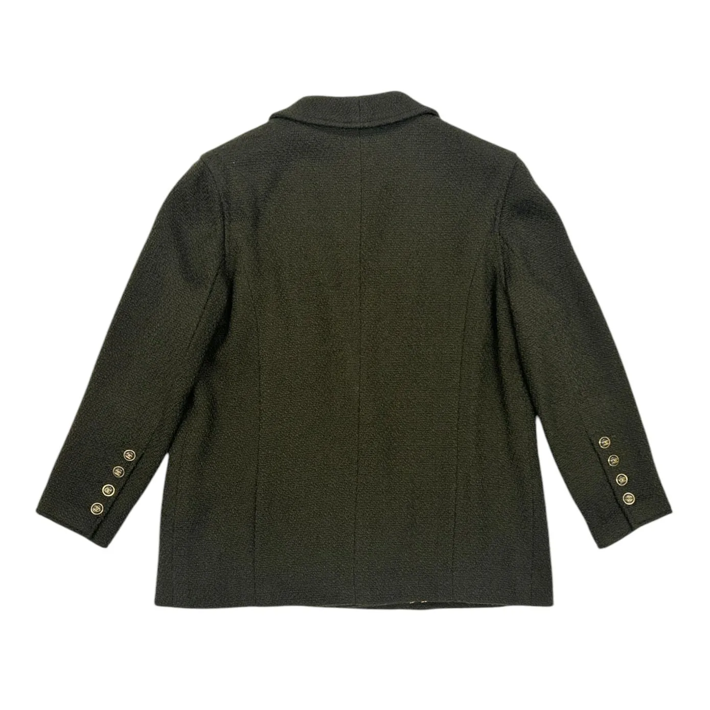 Chanel Wool Army Green Logo Blazer