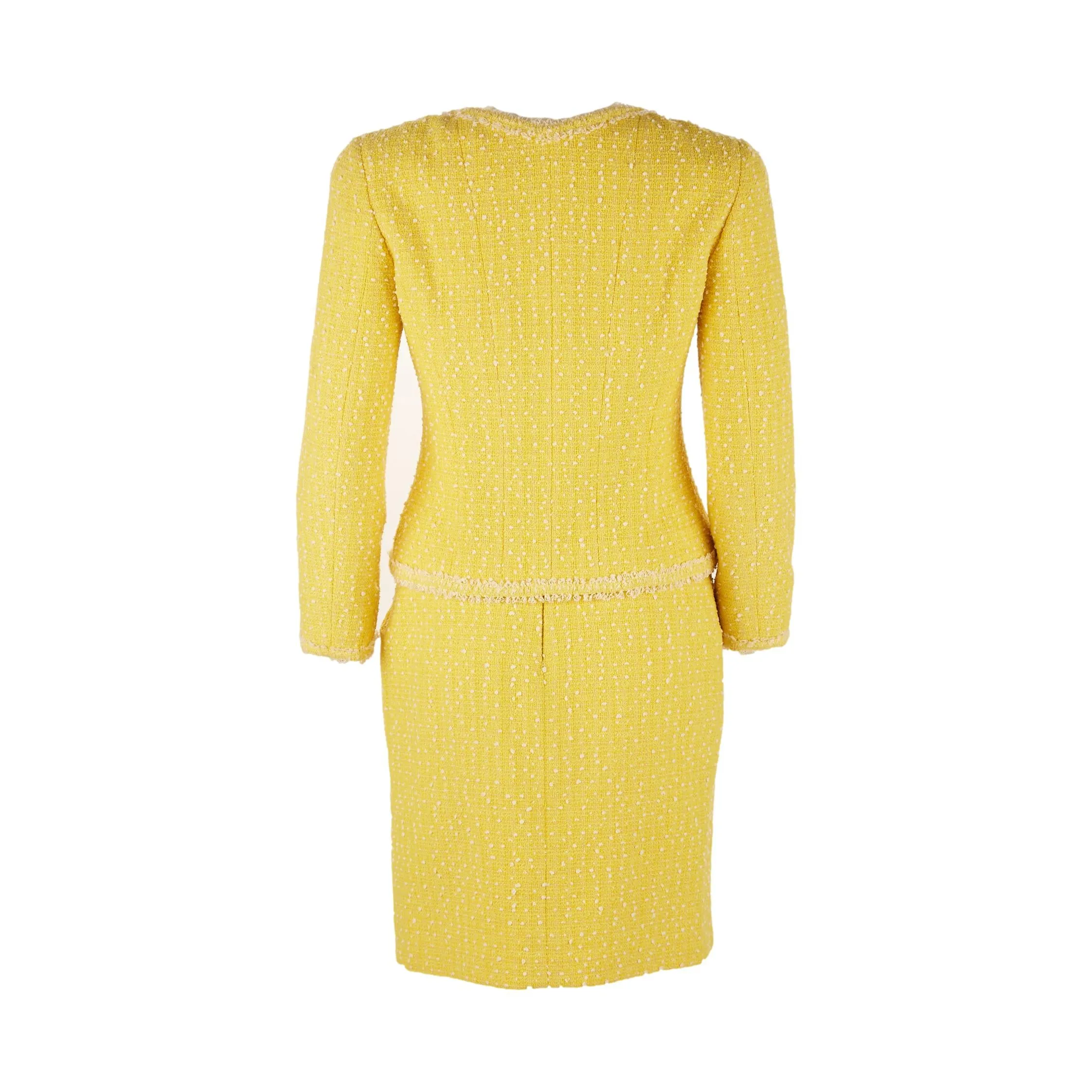 Chanel Yellow Cropped Blazer Skirt Set