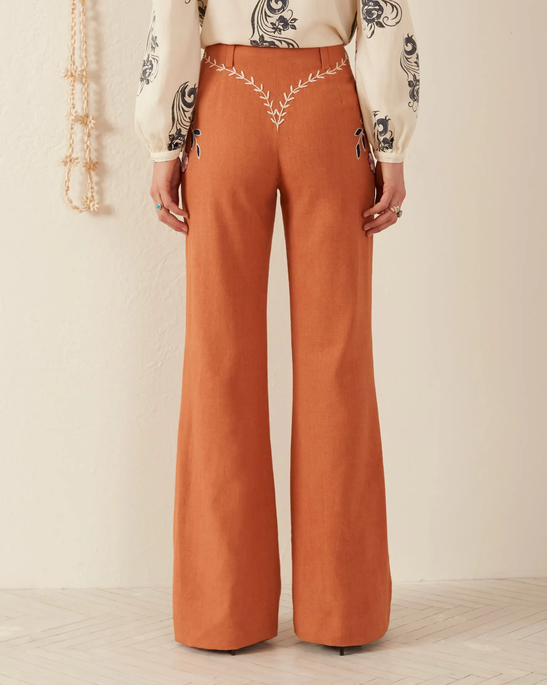 Charlie Sienna Poppy Embroidered Pant