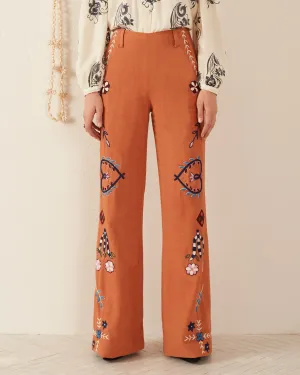 Charlie Sienna Poppy Embroidered Pant