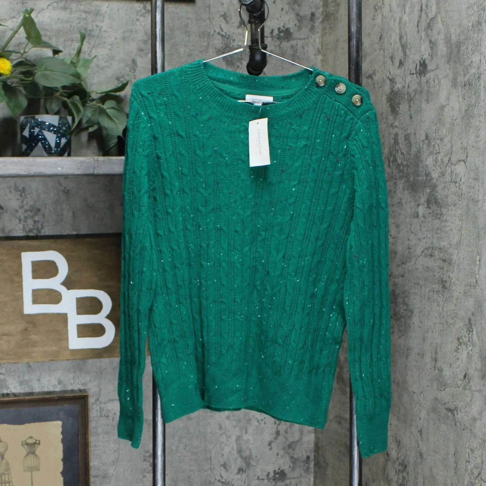Charter Club Petite Donegal Cable Knit Sweater