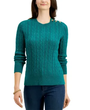 Charter Club Petite Donegal Cable Knit Sweater