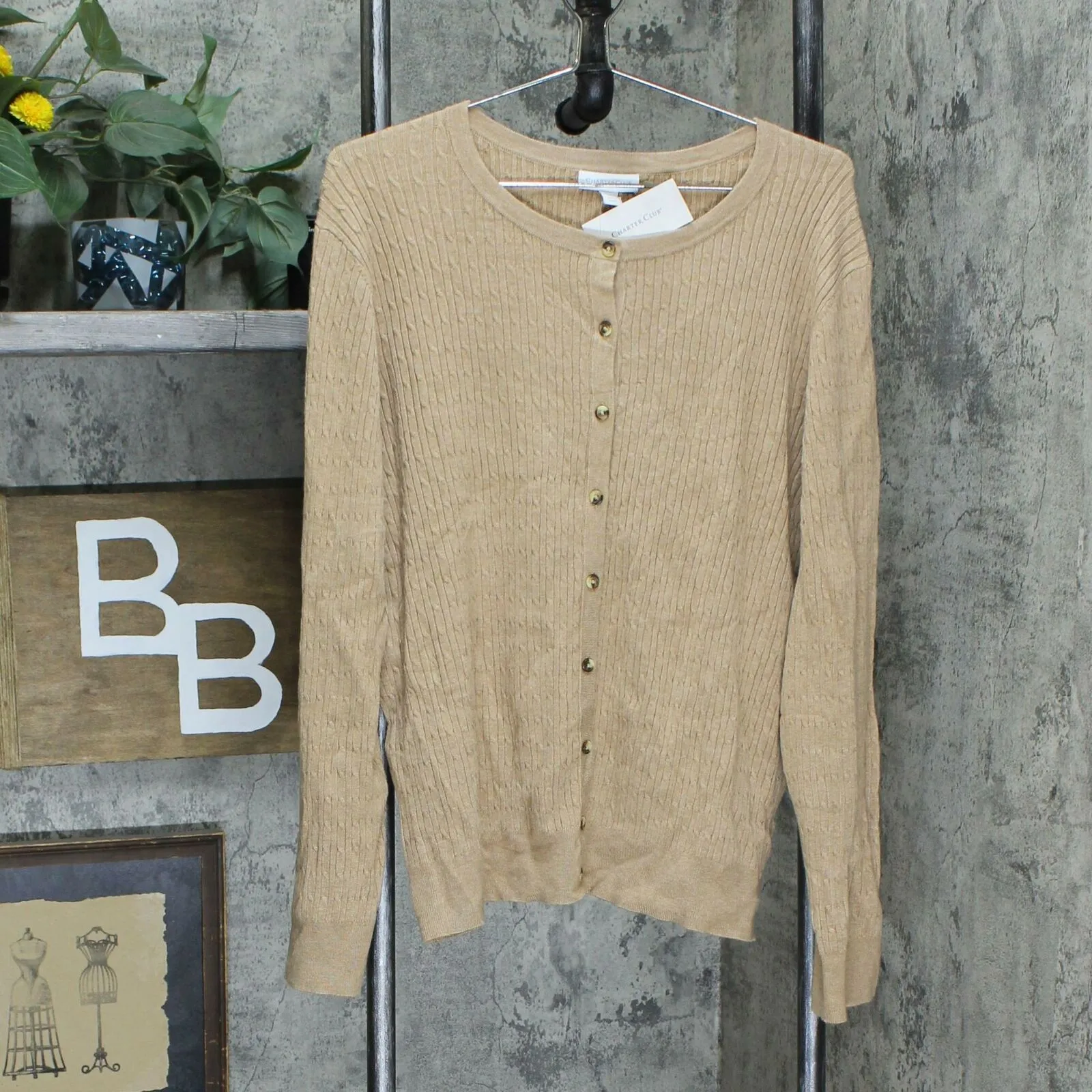 Charter Club Women's Cable Knit Button Up Cardigan Sweater