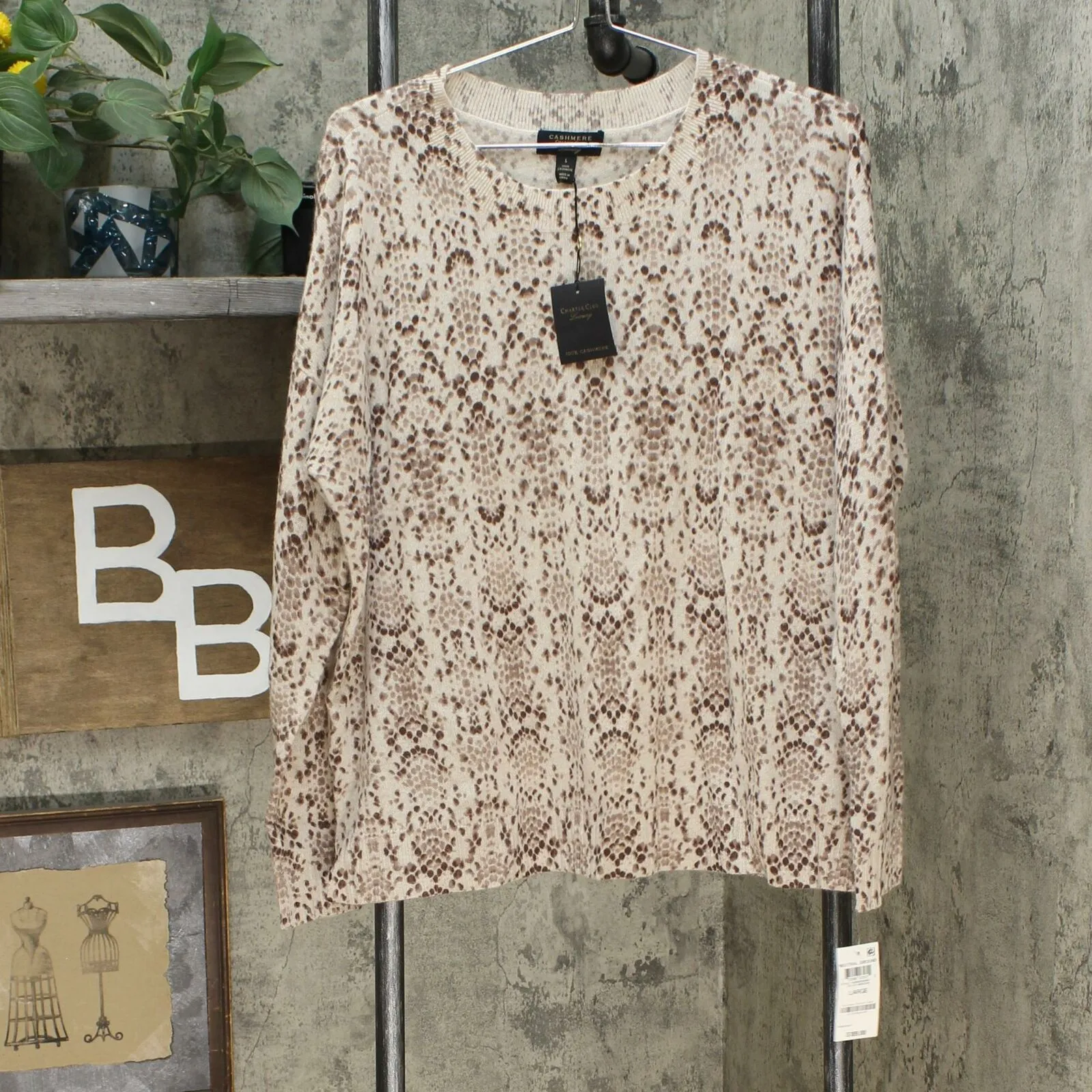 Charter Club Women's Snake Printed Cashmere Sweater