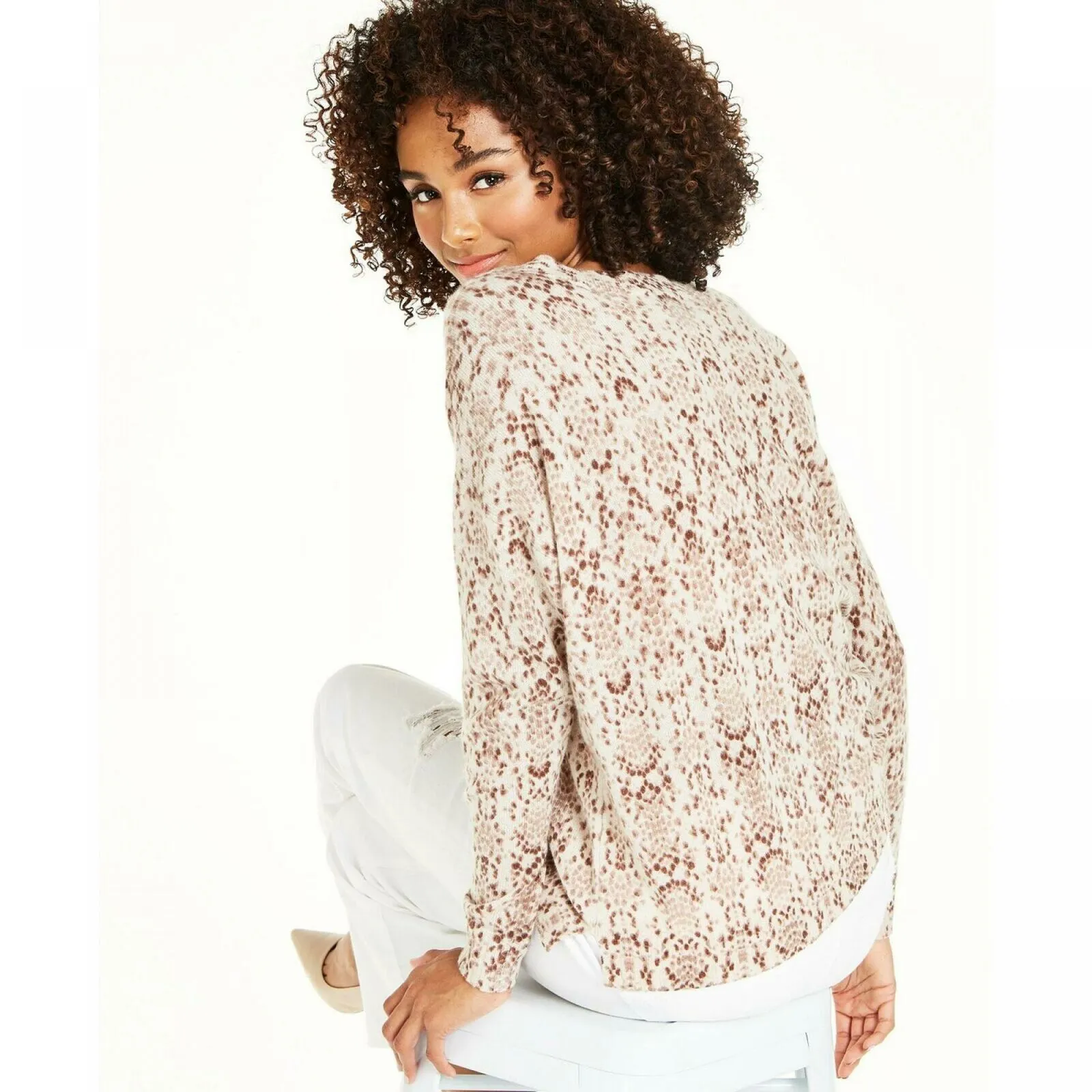 Charter Club Women's Snake Printed Cashmere Sweater