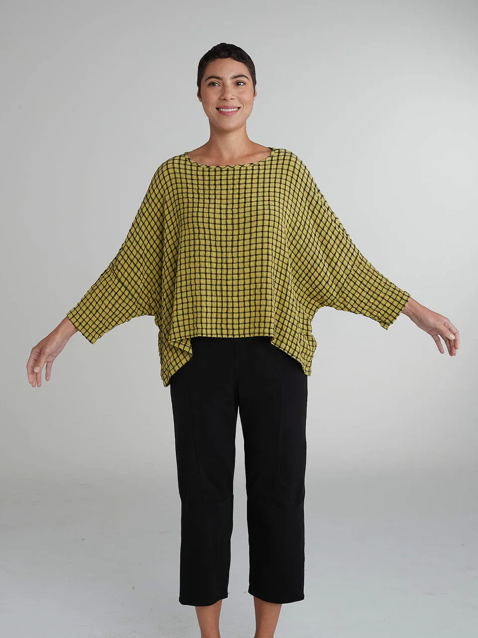 Checkered Batwing Top