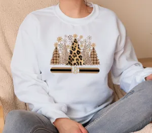 Cheetah Buffalo Plaid Monogram Christmas Sweatshirt