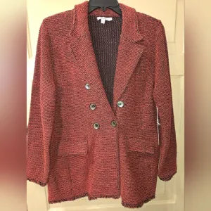 Chico's Paprika Tweed Blazer Cardigan Sweater NWT Size: 3 = XL