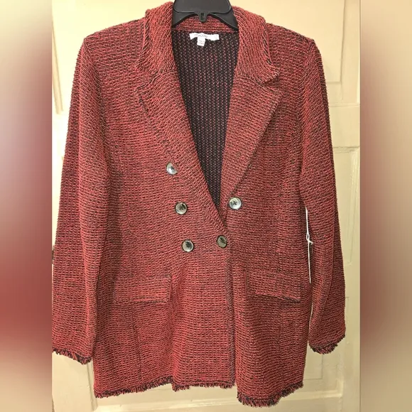 Chico's Paprika Tweed Blazer Cardigan Sweater NWT Size: 3 = XL