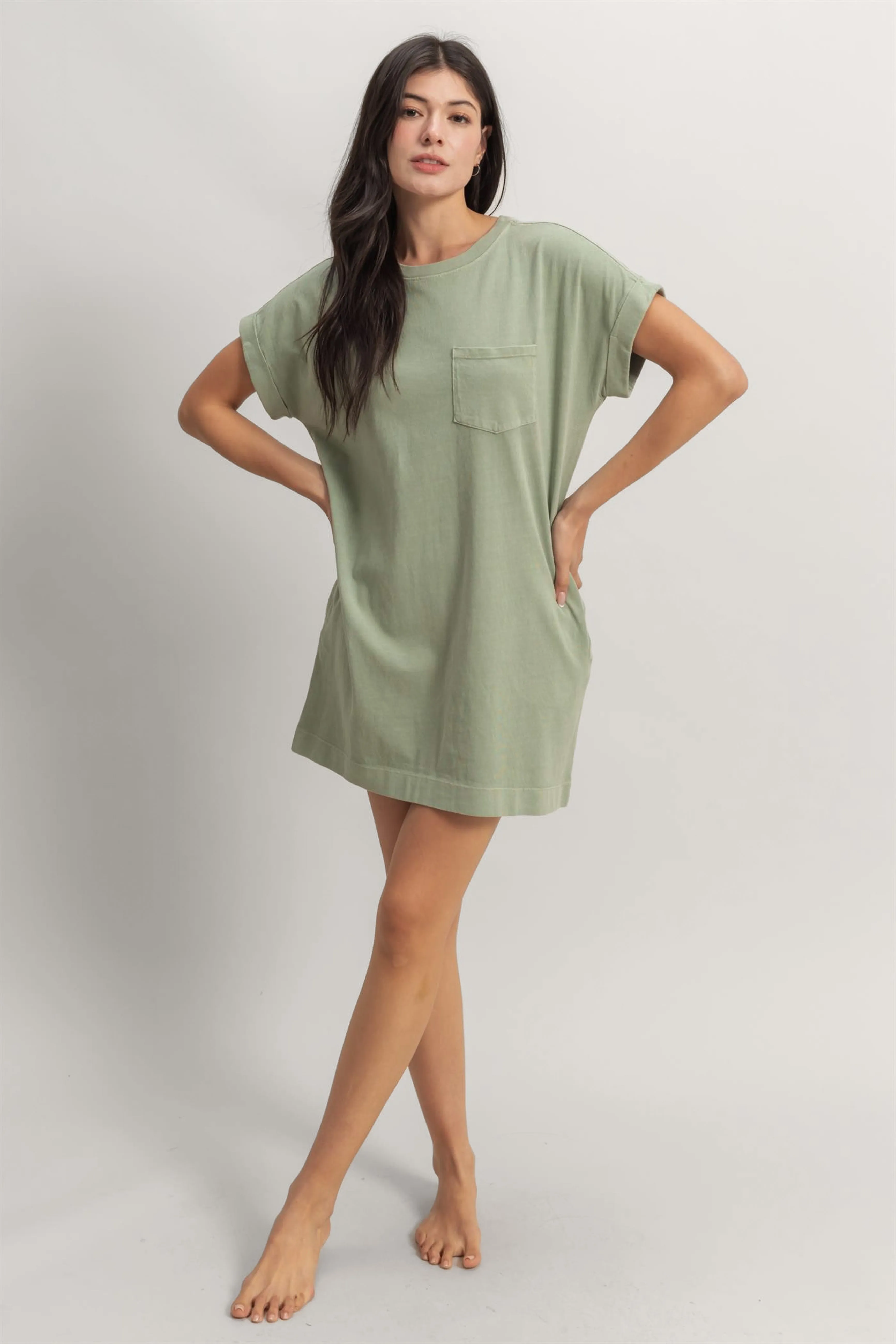 Chill Days Dress in Light Olive