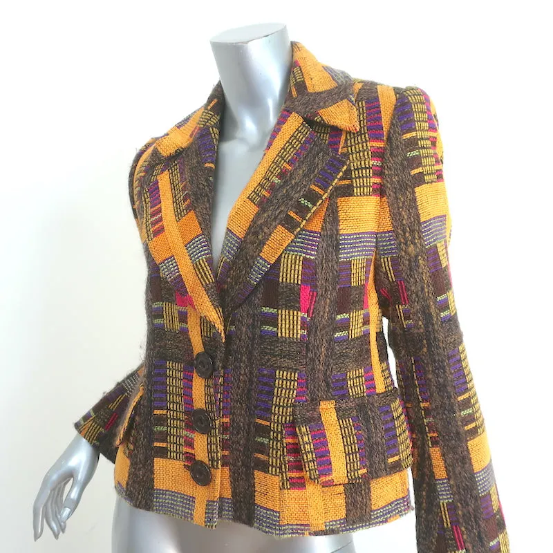 Christian Lacroix Patchwork Tweed Blazer Yellow/Multi Wool-Blend Size 42