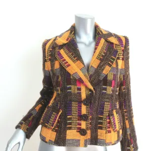 Christian Lacroix Patchwork Tweed Blazer Yellow/Multi Wool-Blend Size 42