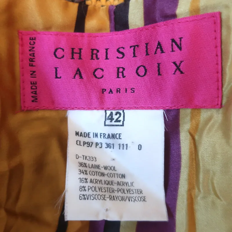 Christian Lacroix Patchwork Tweed Blazer Yellow/Multi Wool-Blend Size 42