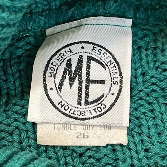 Chunky Teal Blue Fisherman’s Sweater High Neck Collar Vintage Size Medium
