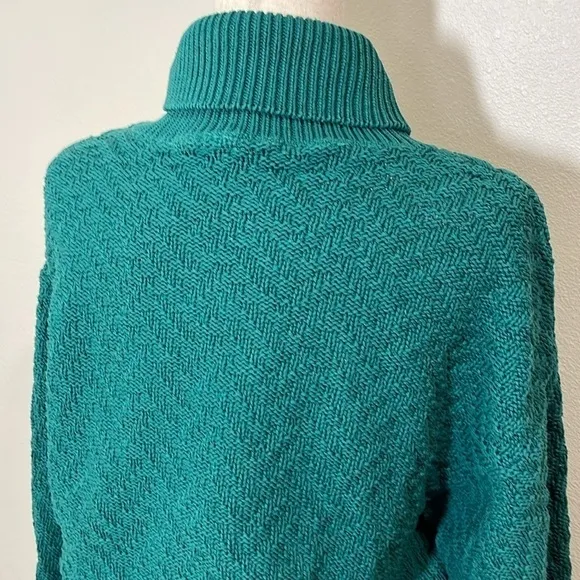 Chunky Teal Blue Fisherman’s Sweater High Neck Collar Vintage Size Medium