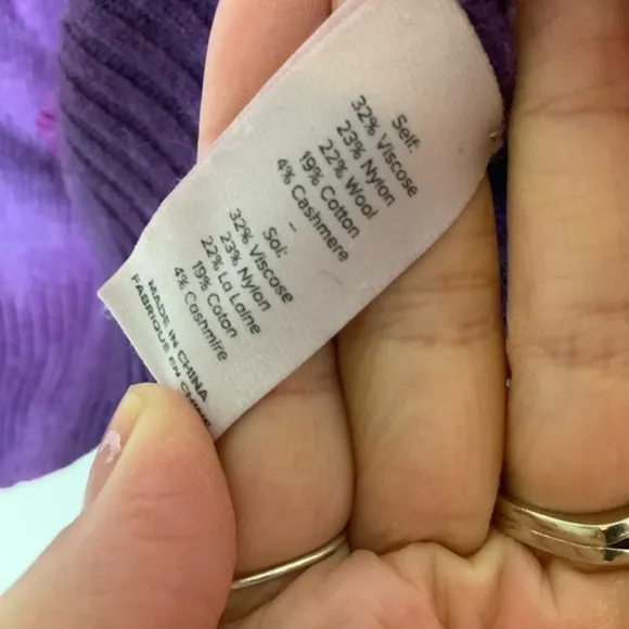 Cinq a Sept cashmere wool viscose blend purple over dyed crop sweater