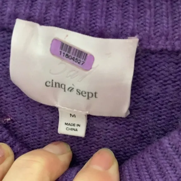 Cinq a Sept cashmere wool viscose blend purple over dyed crop sweater