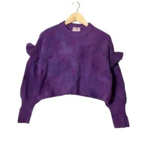 Cinq a Sept cashmere wool viscose blend purple over dyed crop sweater