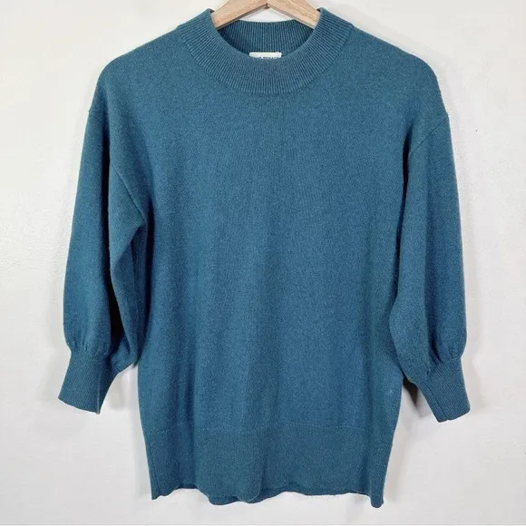 Club Monaco Womens Size Small Cashmere Blue Mockneck Sweater