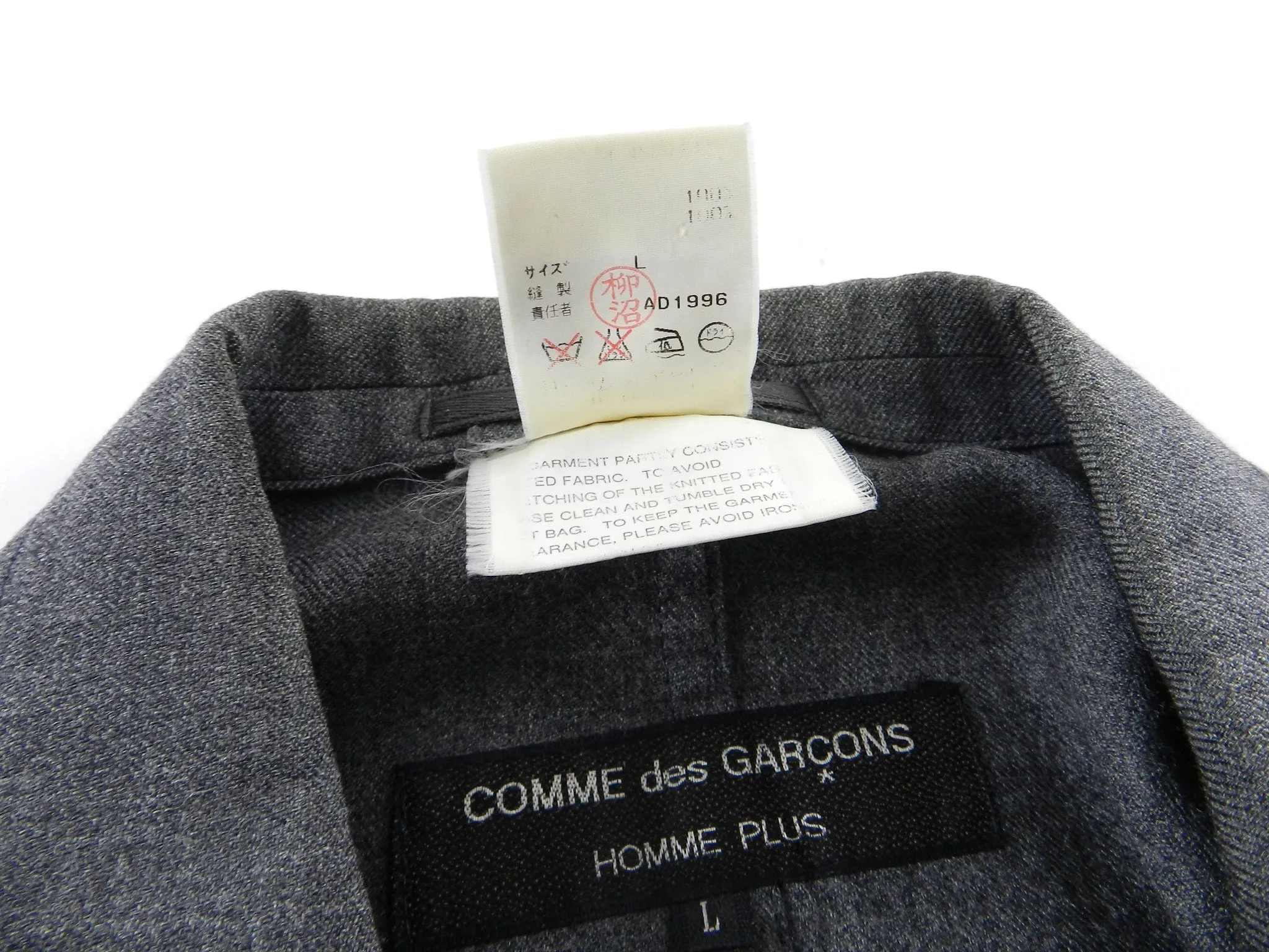 Comme des Garcons Homme Plus Vintage 1996 Grey Knit Sleeve Blazer - L