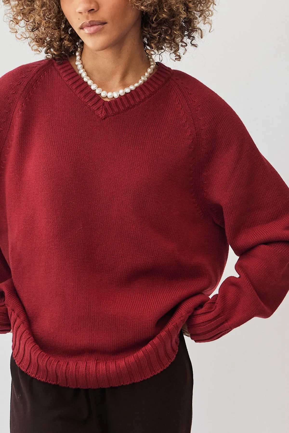 Cotton Cashmere V-Neck Sweater