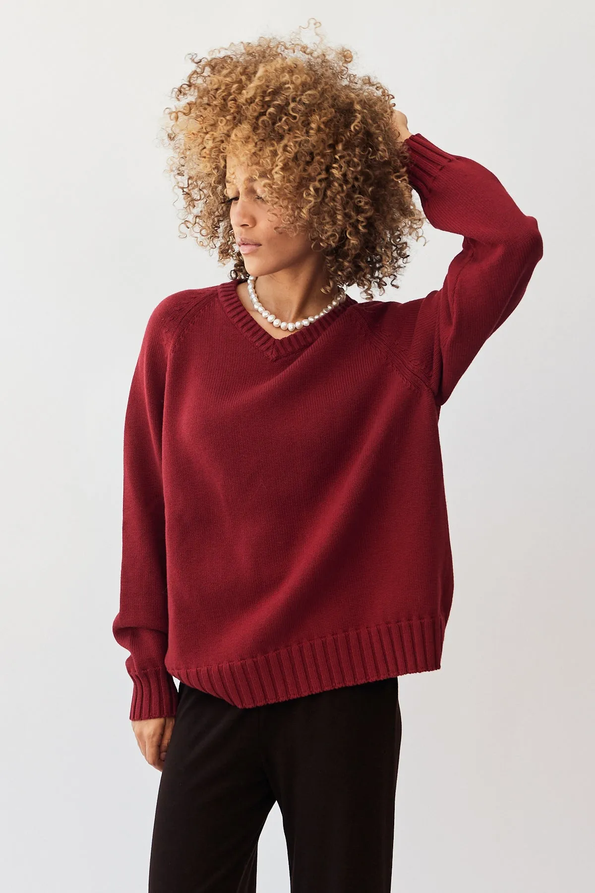 Cotton Cashmere V-Neck Sweater