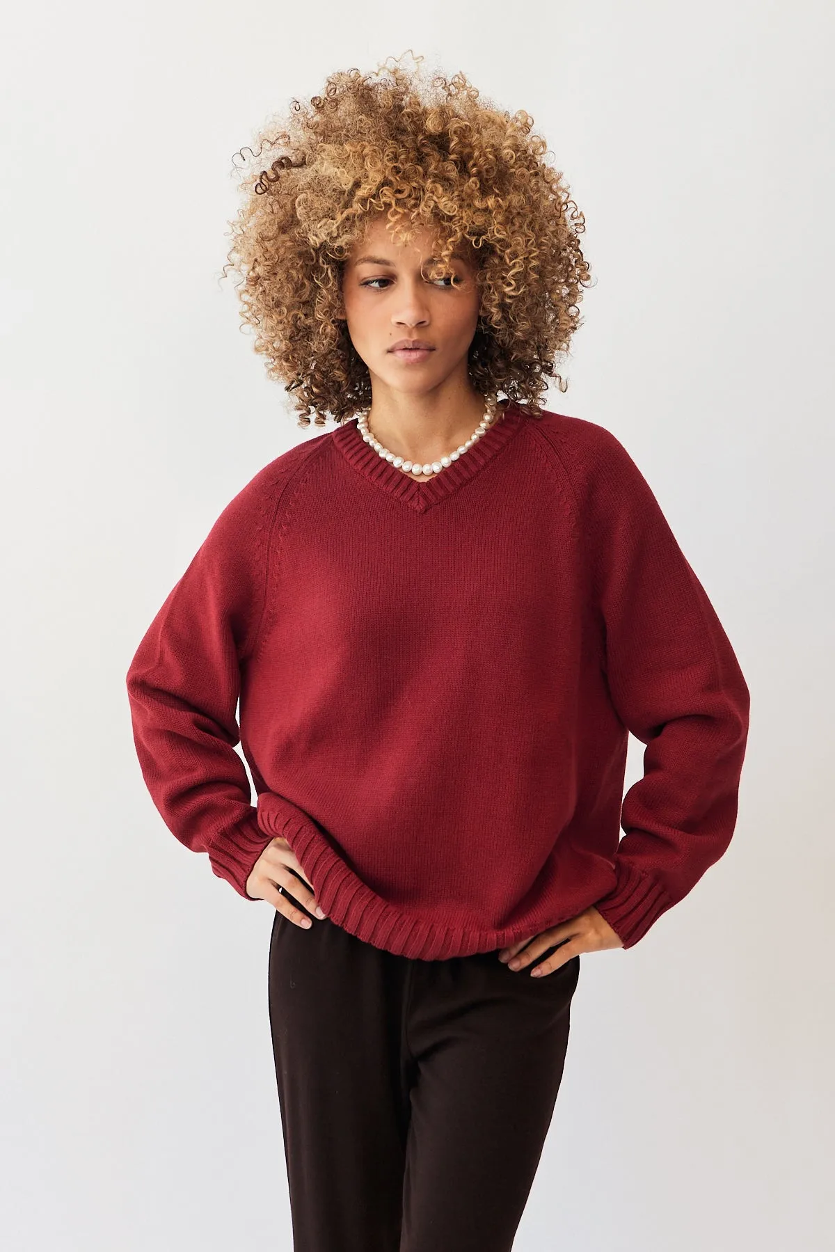 Cotton Cashmere V-Neck Sweater