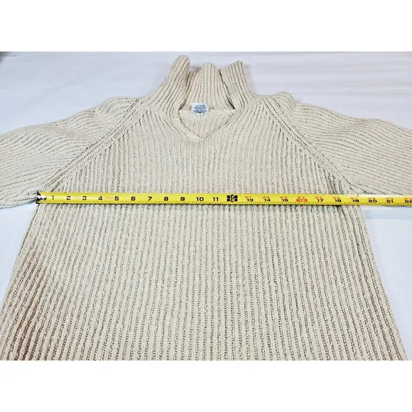 CP Shades Womens Small Cream Cable Knit PULLOVER Sweater Fisherman IVORY Cotton