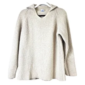 CP Shades Womens Small Cream Cable Knit PULLOVER Sweater Fisherman IVORY Cotton