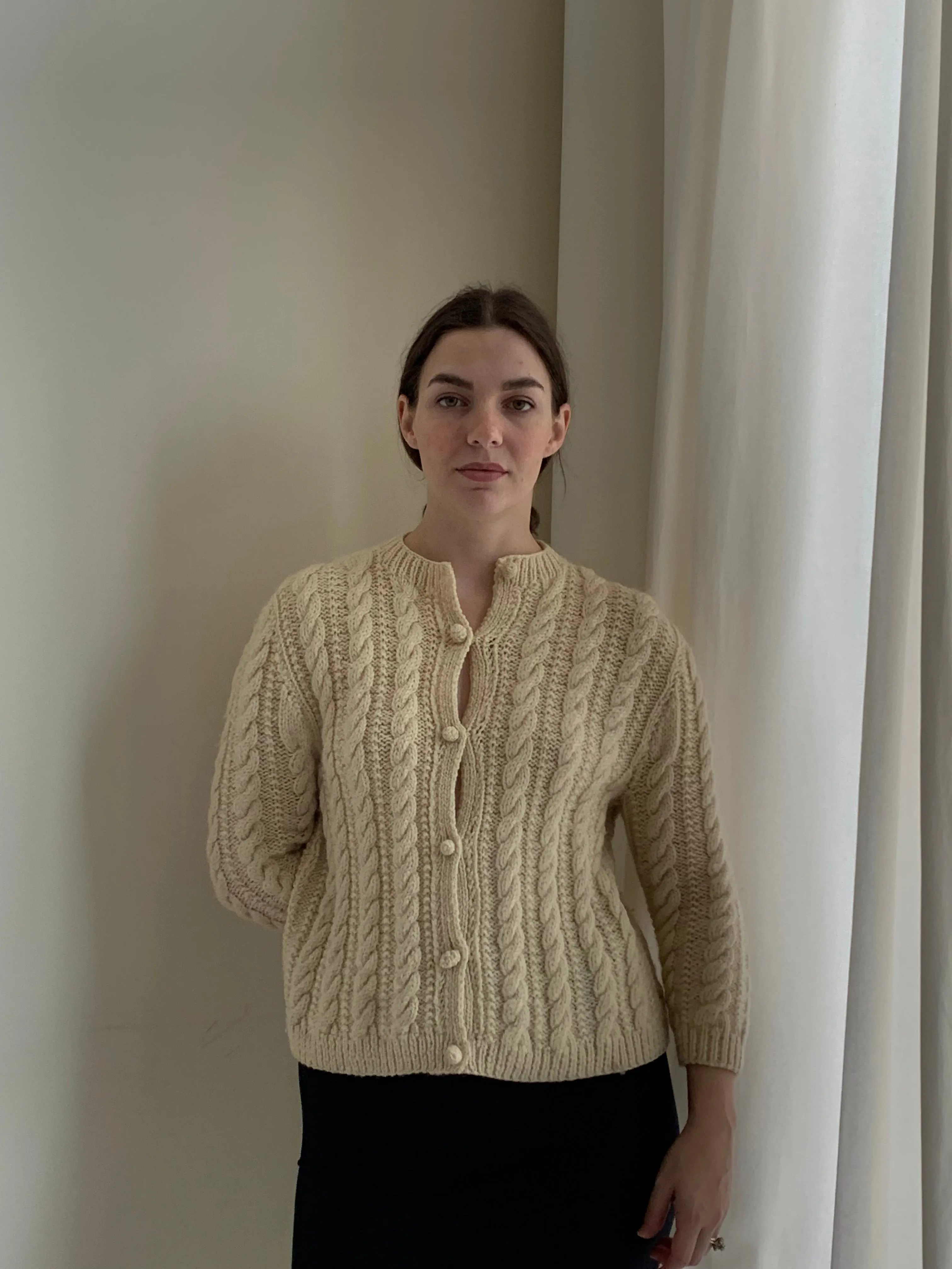 Cream cable knit vintage cardigan