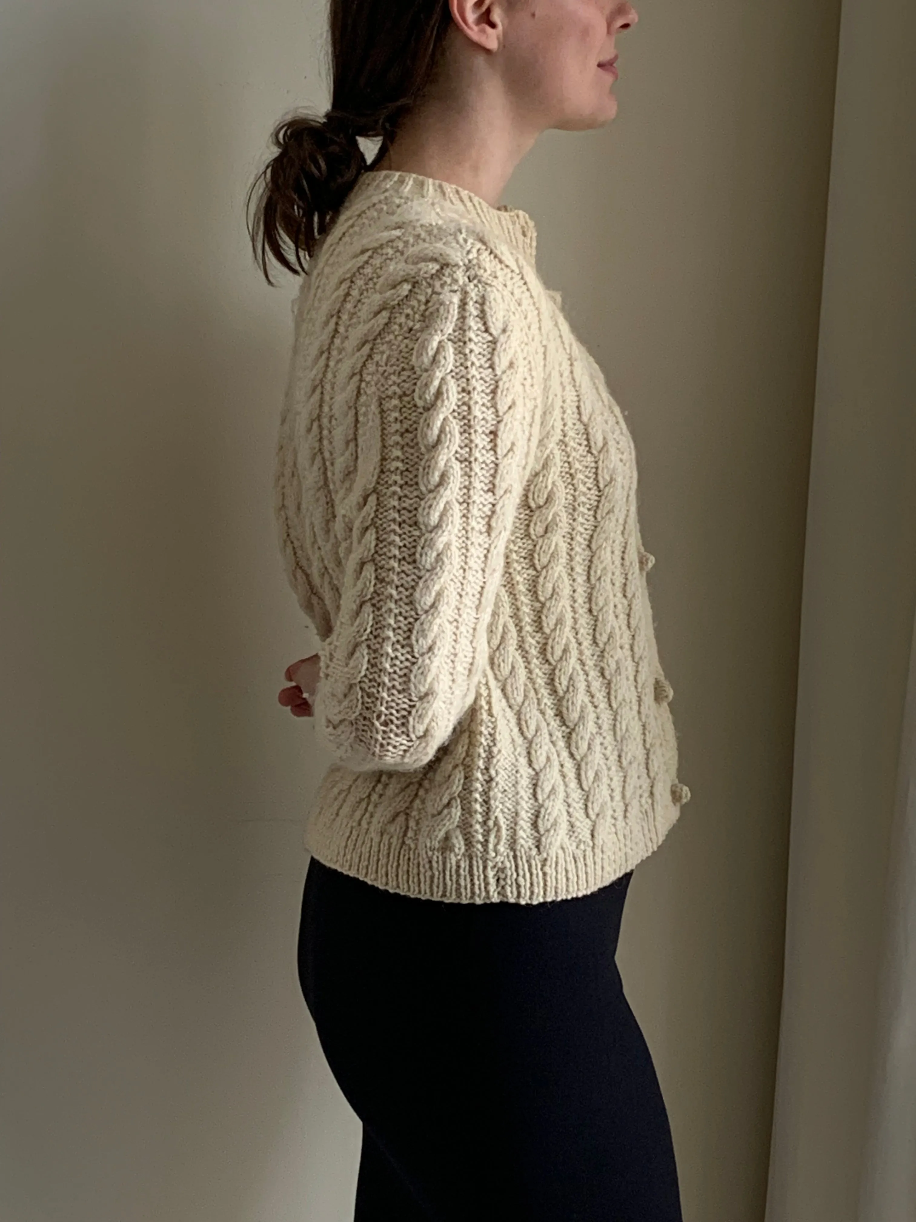 Cream cable knit vintage cardigan