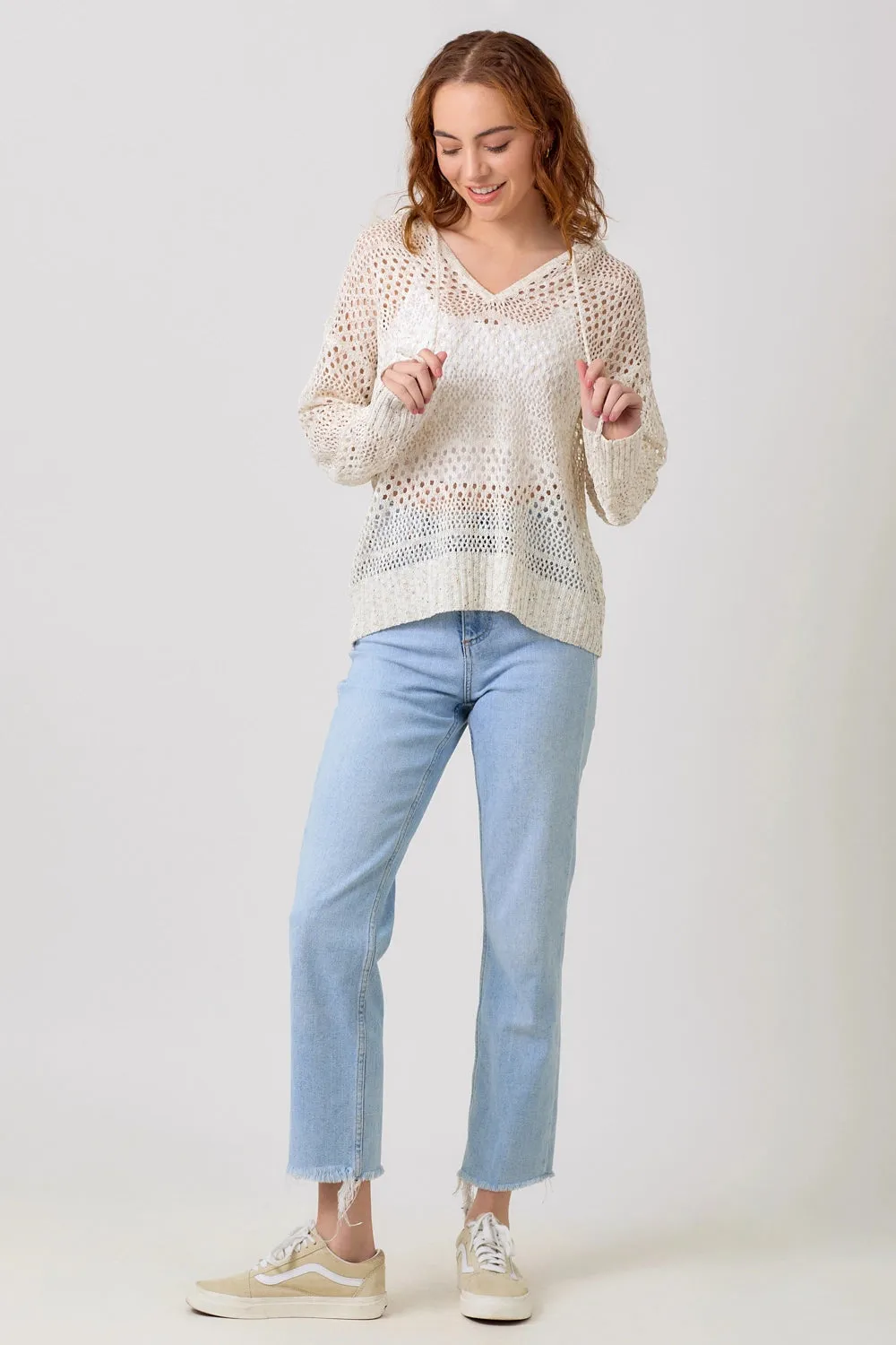 Crochet Knit Hoodie Sweater
