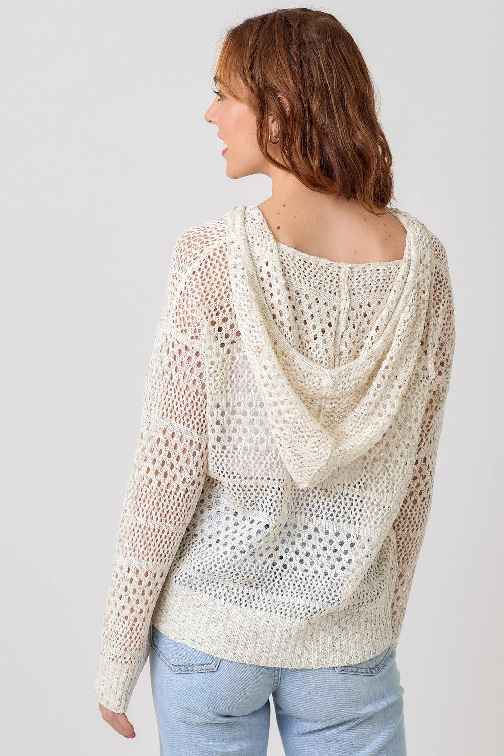 Crochet Knit Hoodie Sweater