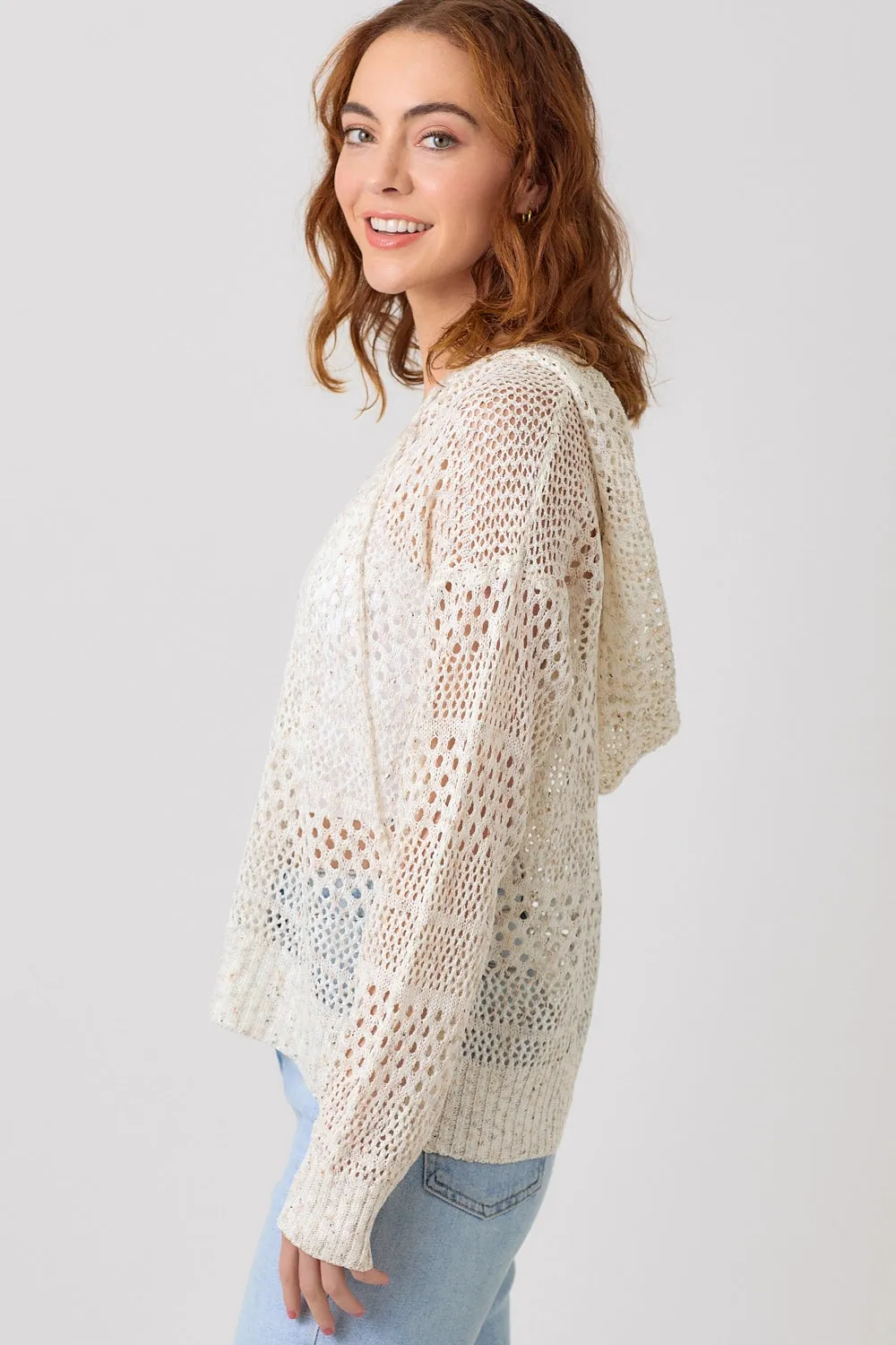 Crochet Knit Hoodie Sweater