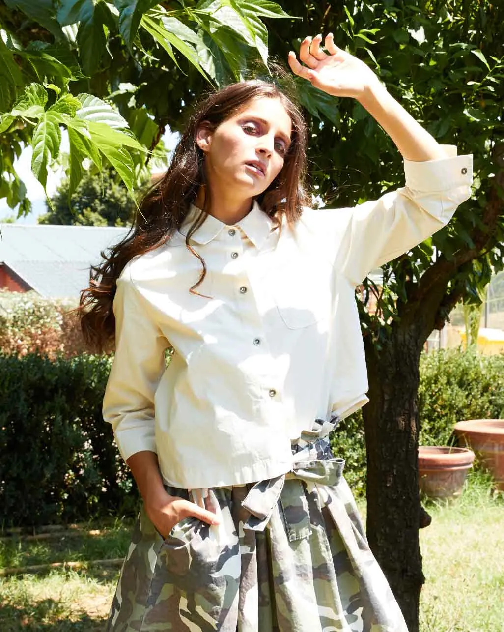 Cropped Button Up Shirt