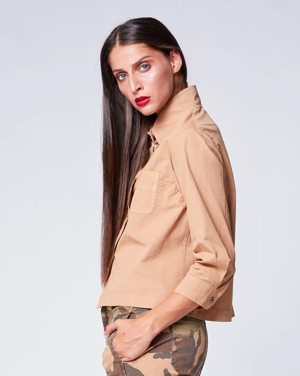 Cropped Button Up Shirt