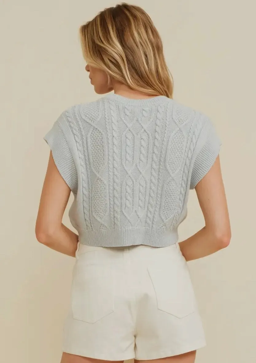 Cropped Cable Knit Sweater Vest - Final Sale