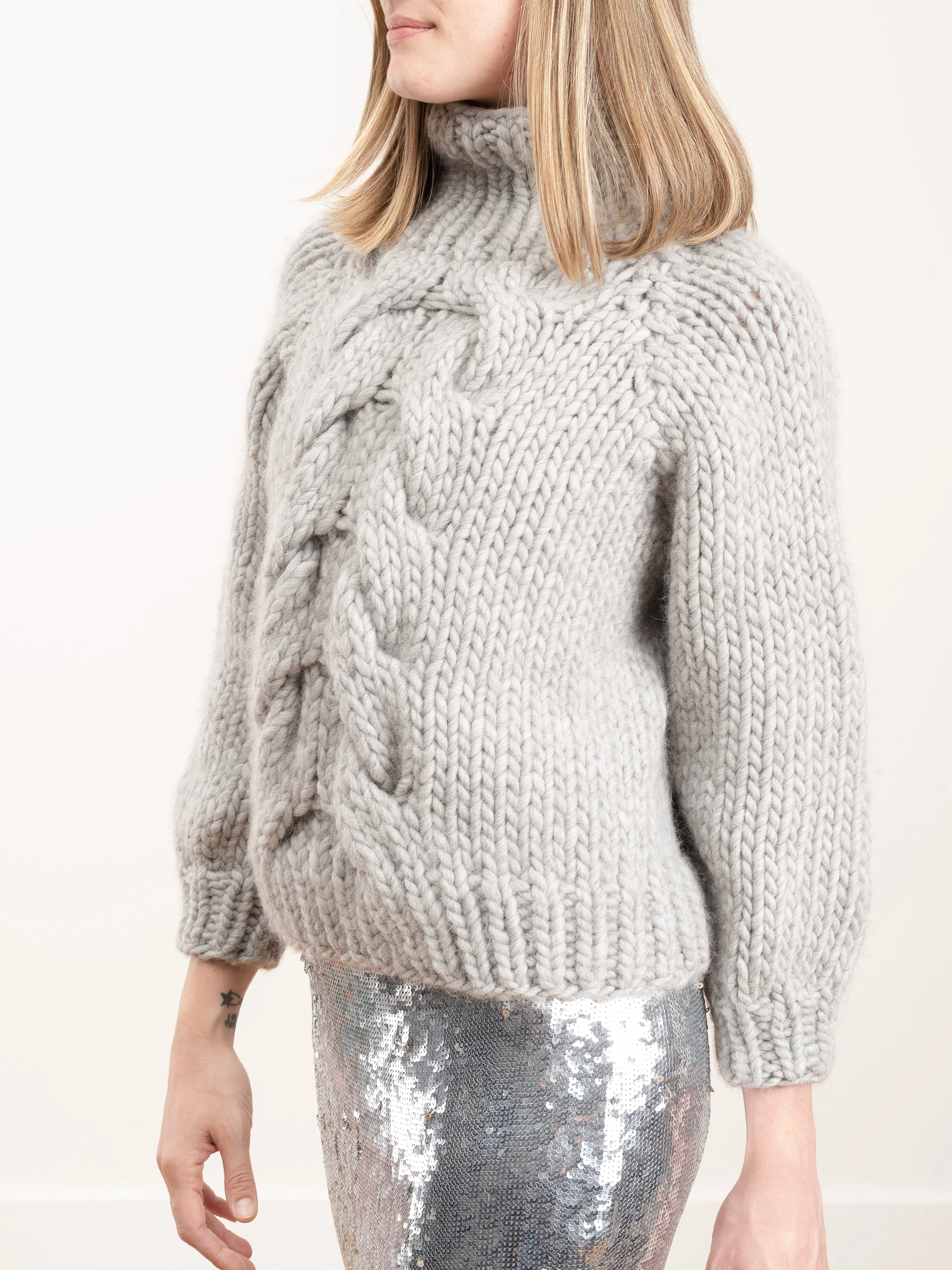 cropped cable - light grey